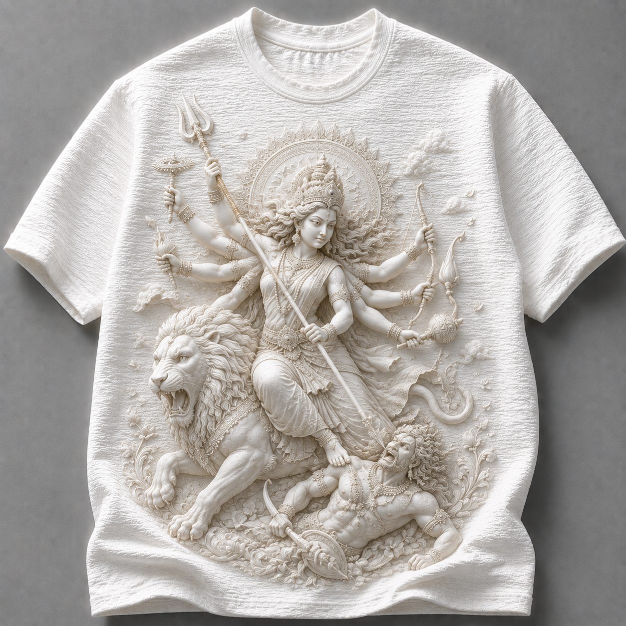 Divine Durga Powerful Art White T-Shirt