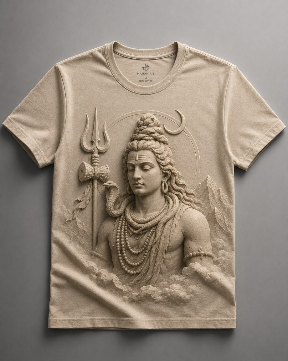 Lord Shiva Sacred Presence Beige T-Shirt