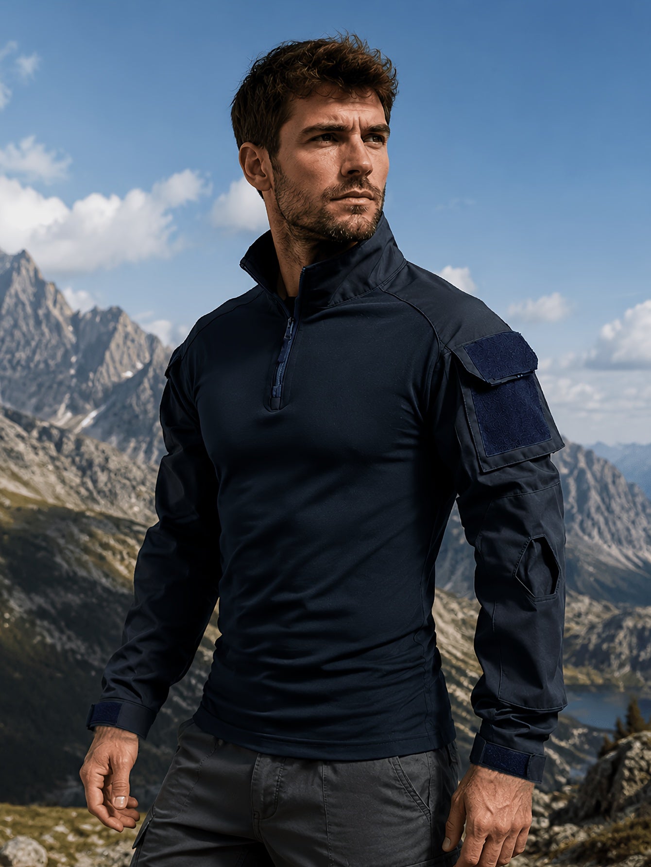 Blue Long-Sleeve Frog Suit Top, Breathable And Wear-Resistant Hiking Camping Multi-Functional Combat Uniform, Outdoor Commuting Dual-Use Long Sleeve