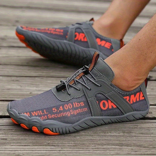 [Men'S Water Shoes] Lightweight Men'S Slip-Resistant Water Shoes | Breathable TPU Sole, Vibrant Yellow/Black Letter Print, Durable Modern Design, High Quality, Geometric Pattern, Comfortable Lining | All-Season Outdoor Sneakers for Hiking, Beach