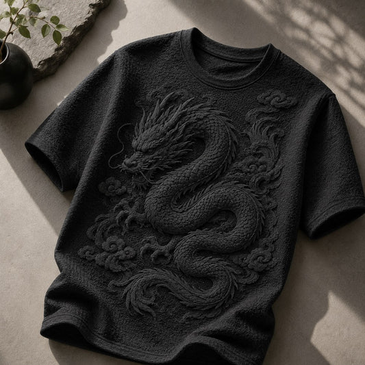 Dragon King Sculpted Black Graphic T-Shirt