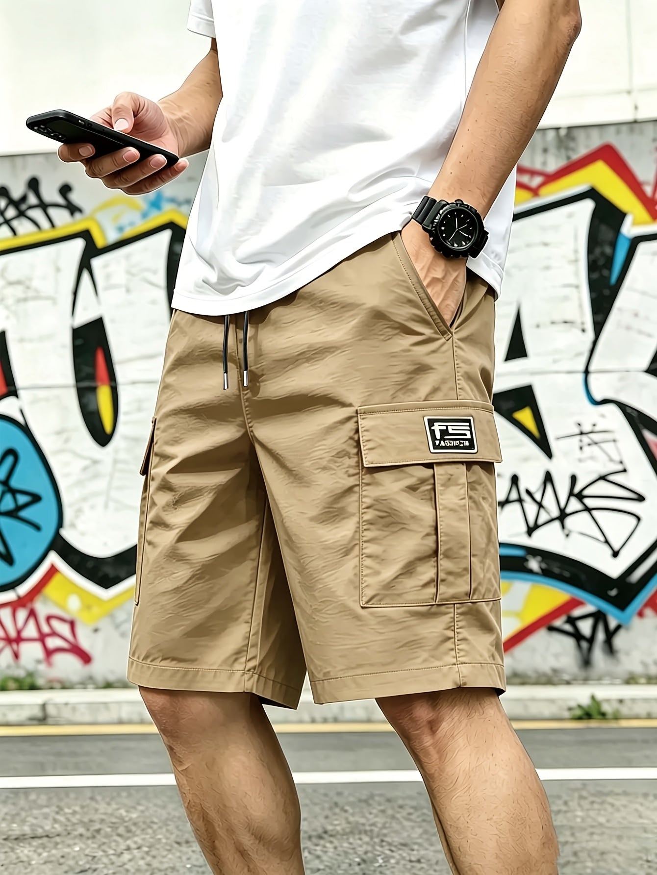 3pcs Men's and Unisex Cargo Shorts - Relaxed Fit with Drawstring Waist, Multi-Functional Pockets - Lightweight Non-Stretch Polyester Fabric, Suitable for Fitness, Hiking, and Daily Wear - Spring/Summer Casual Shorts, Hand Washable - for Men