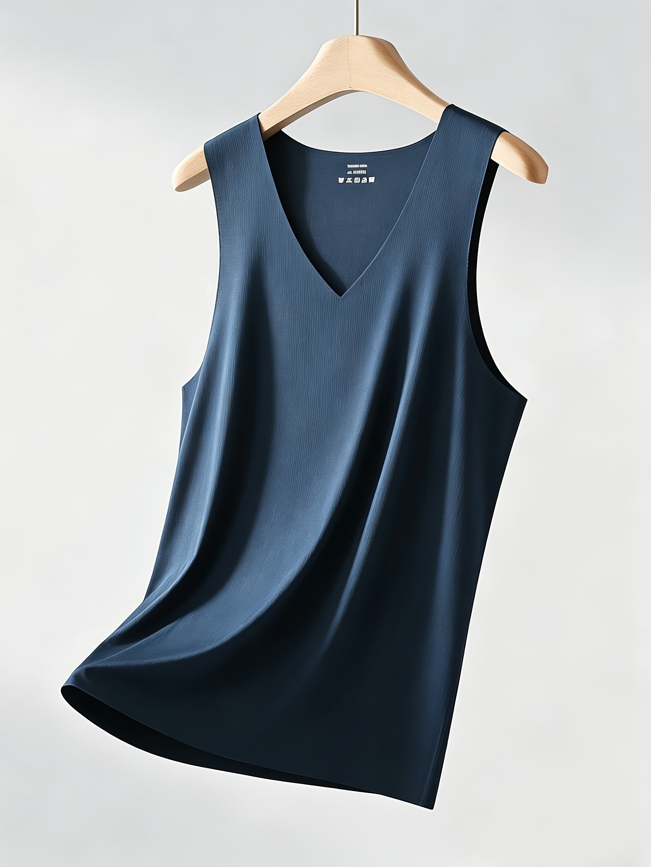 V-Neck Ice Fiber Fabric Vest Men'S Summer Quick-Drying Fitness Sports Vest Seamless Base White Undershirt Sleeveless T-Shirt Men'S