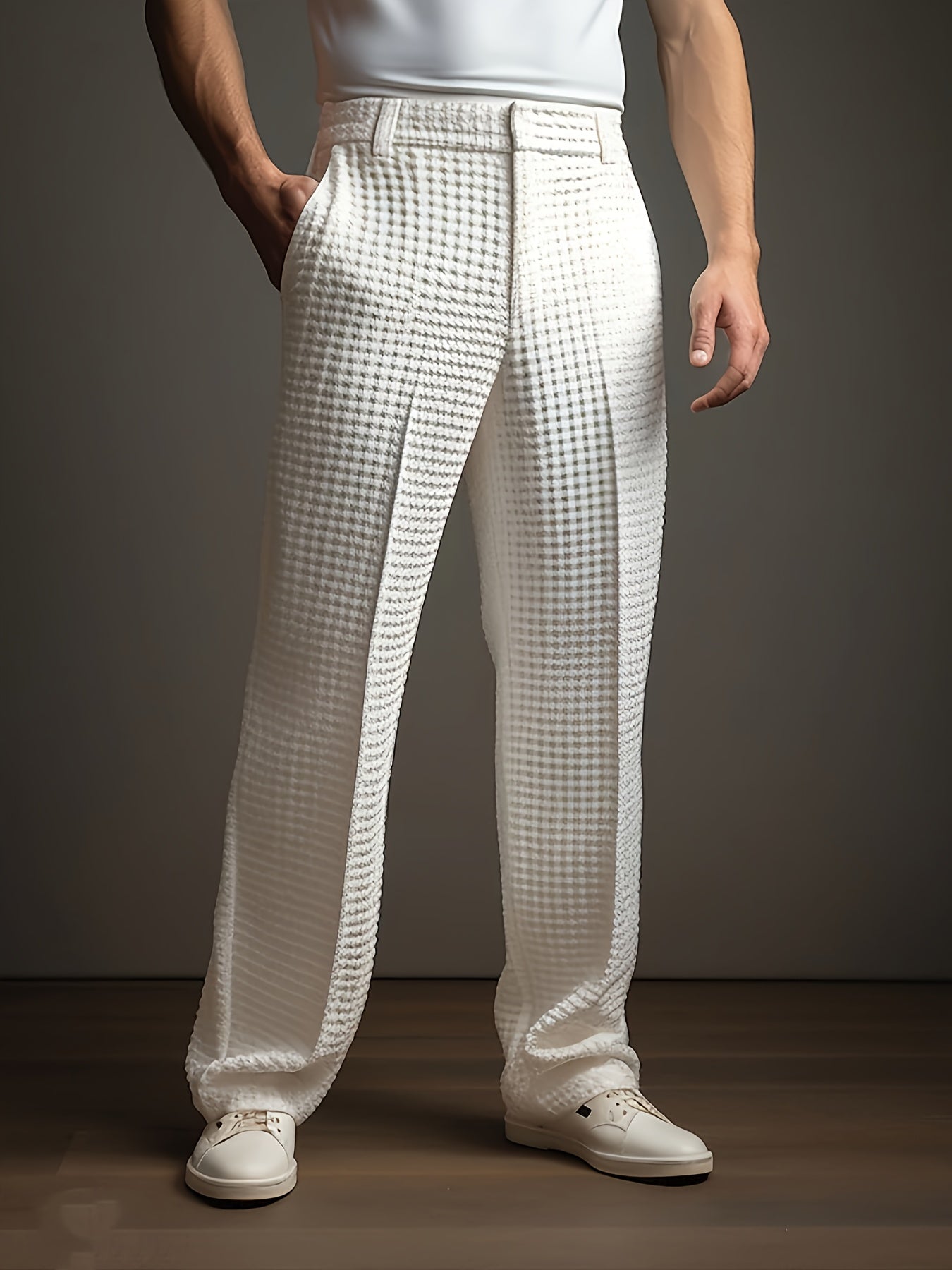 [1+1] 2pcs Men's Straight-Leg Casual Fashion Trousers
