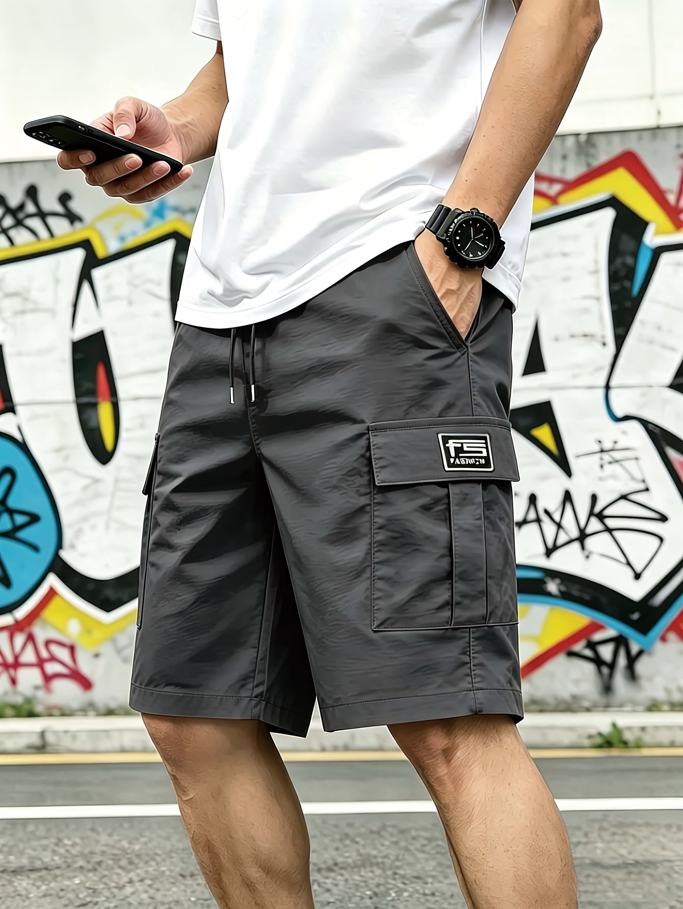 3pcs Men's and Unisex Cargo Shorts - Relaxed Fit with Drawstring Waist, Multi-Functional Pockets - Lightweight Non-Stretch Polyester Fabric, Suitable for Fitness, Hiking, and Daily Wear - Spring/Summer Casual Shorts, Hand Washable - for Men