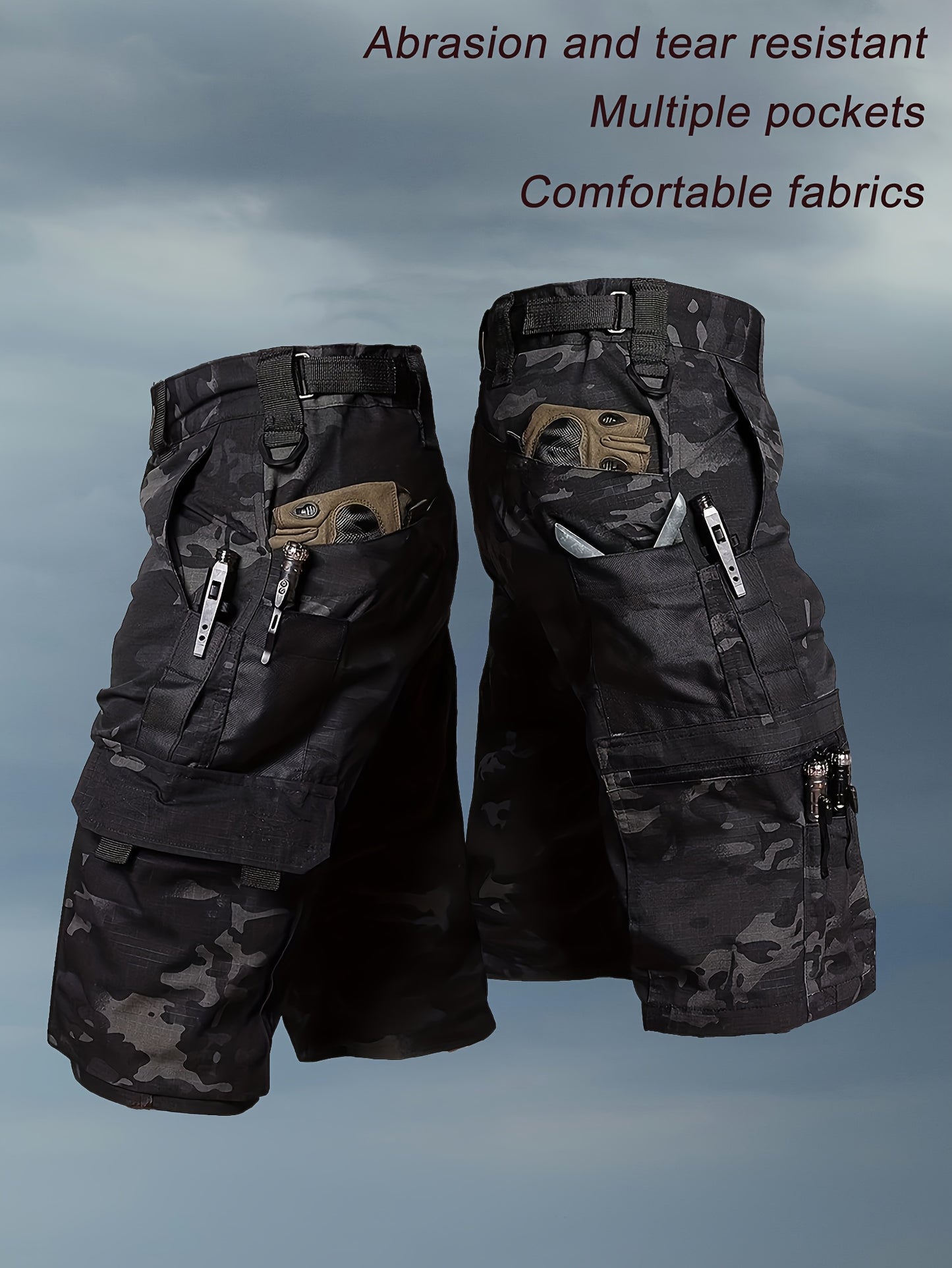 Men'S Outdoor Shorts, Durable Tear-Resistant Shorts, Multi-Pocket Cargo Shorts, Running Training Hiking And Outdoor Riding Fishing Daily And Casual Camping Outdoor Sports
