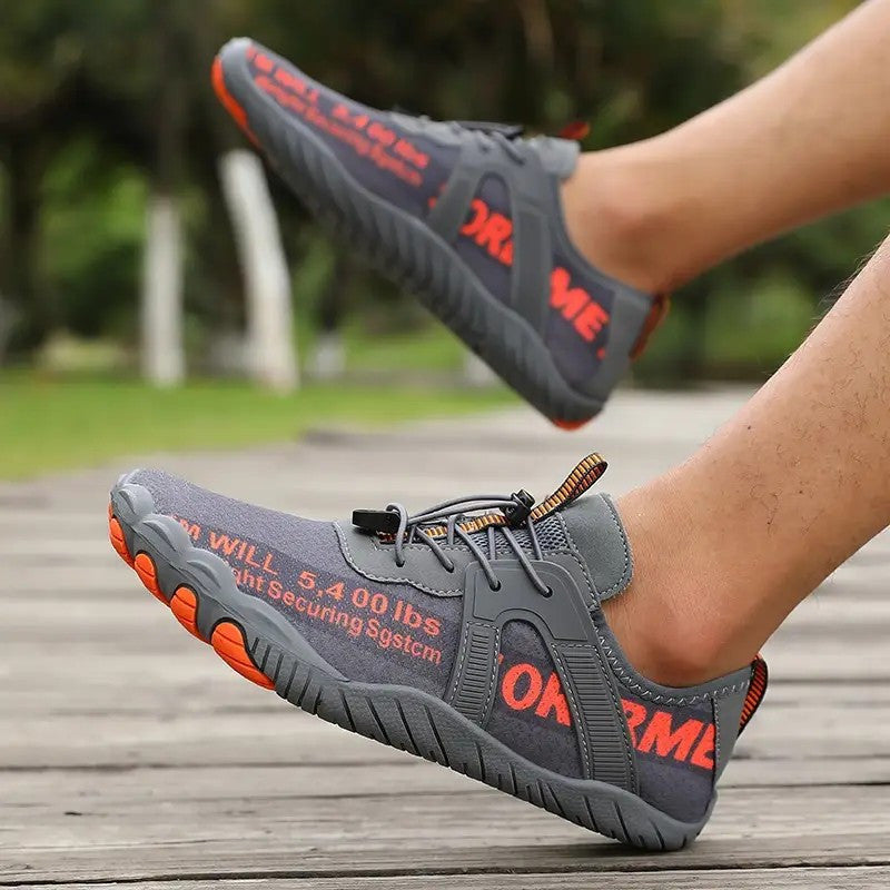 [Men'S Water Shoes] Lightweight Men'S Slip-Resistant Water Shoes | Breathable TPU Sole, Vibrant Yellow/Black Letter Print, Durable Modern Design, High Quality, Geometric Pattern, Comfortable Lining | All-Season Outdoor Sneakers for Hiking, Beach