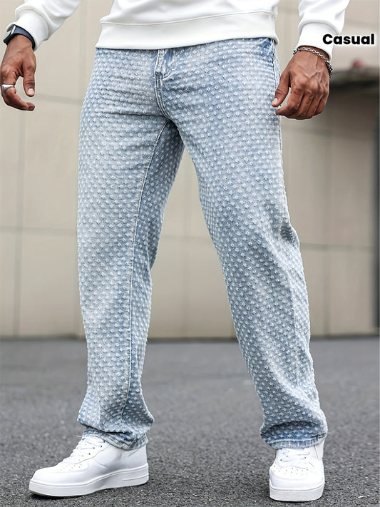 Geng Yuan Shi Selected Products - Men'S Casual Crochet Flower Jeans