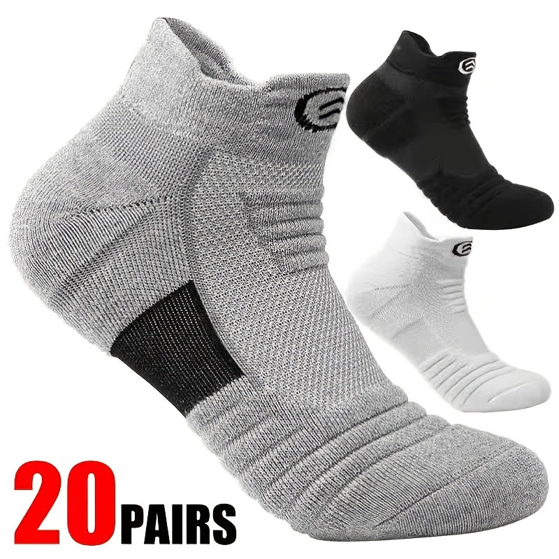 20-Pair/12-Pair Pc Men' & Women' No-Show Socks - Breathable Sweat-Absorbent Thin Pull-Tab Athletic Socks Suitable for Sports, Gym,, Casual Attire - Black/White/Gray Low-Cut Short Socks for And