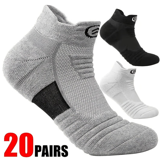 20-Pair/12-Pair Pc Men' & Women' No-Show Socks - Breathable Sweat-Absorbent Thin Pull-Tab Athletic Socks Suitable for Sports, Gym,, Casual Attire - Black/White/Gray Low-Cut Short Socks for And