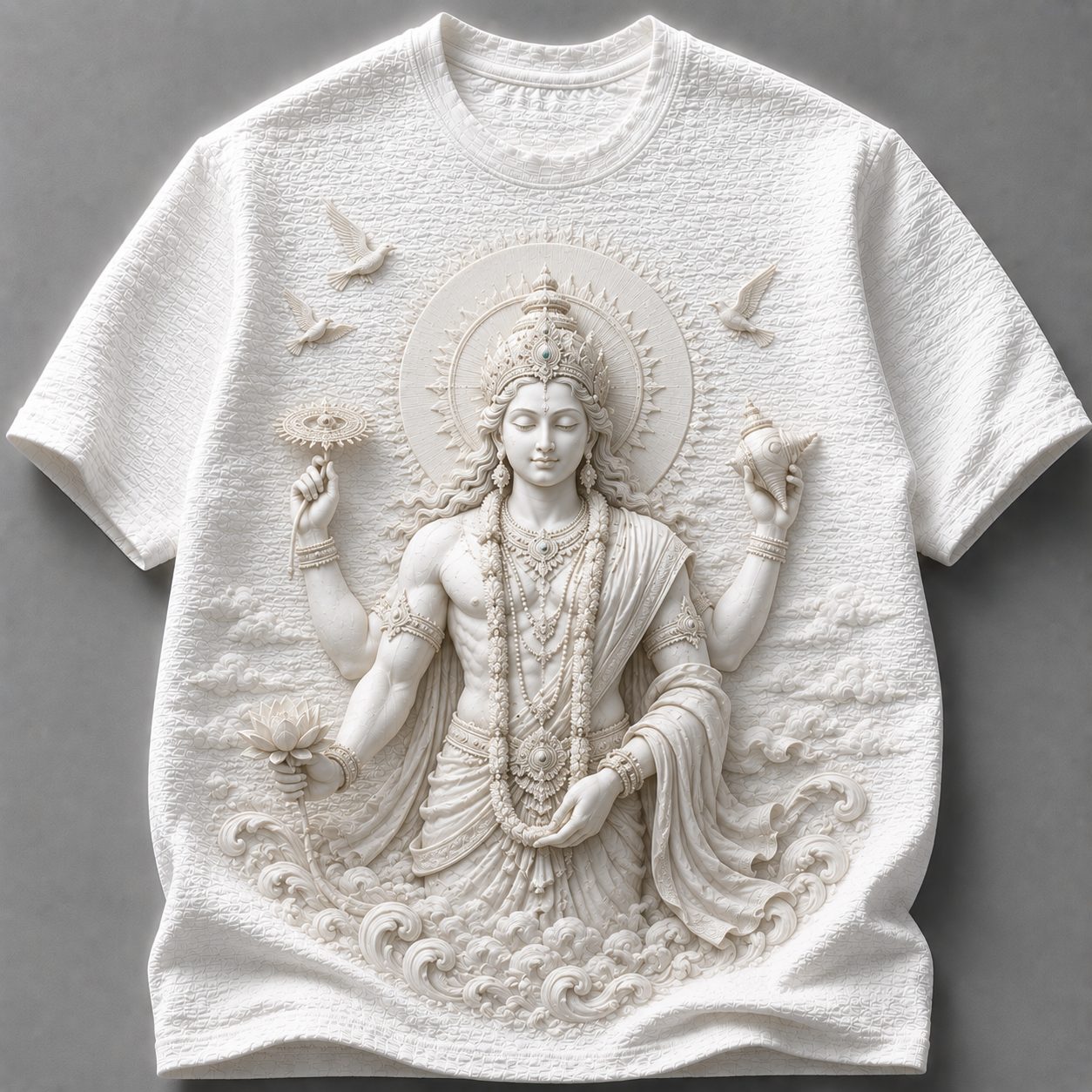 Lord Vishnu Cosmic Energy White T-Shirt