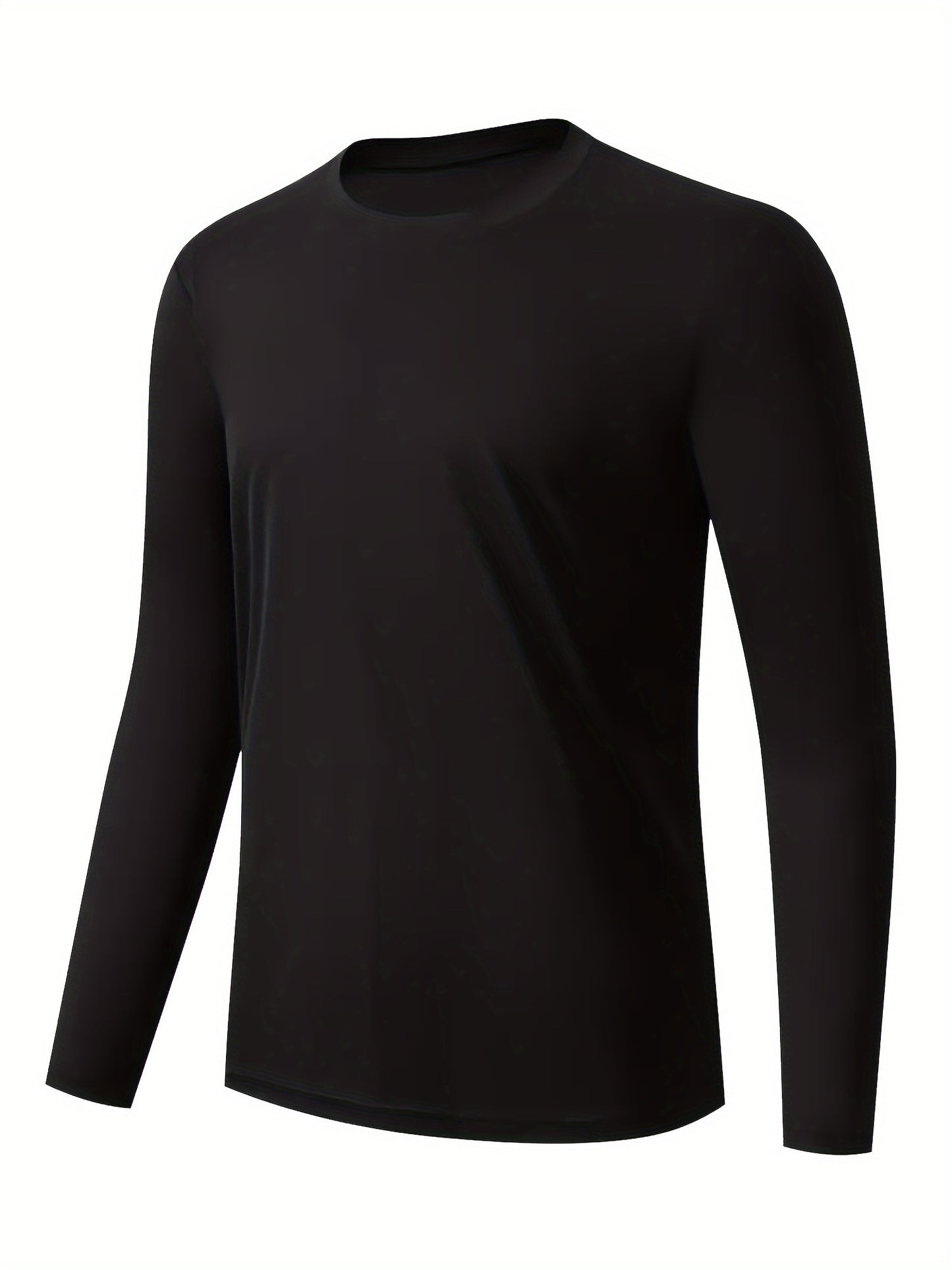 5pcs Men's Long Sleeve Crew Neck Shirts in Black, Khaki, Navy, Maroon, and Army Green - Quick-Dry Athletic Tops for Fitness, Outdoor Sports, and Slimming Workouts