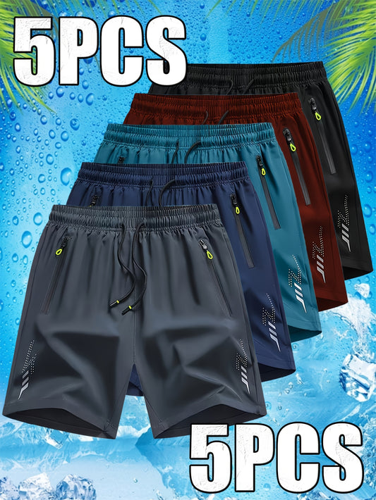 5pcs Unisex Fashion Trendy Sports Shorts, Double-Sided Zipper Pockets, Drawstring at The Waist, a Variety of Color Combinations, Very Suitable for Summer Wear, Daily Sports, Travel, Activities, Holiday Gifts, As a Beautiful Surprise Is The Best