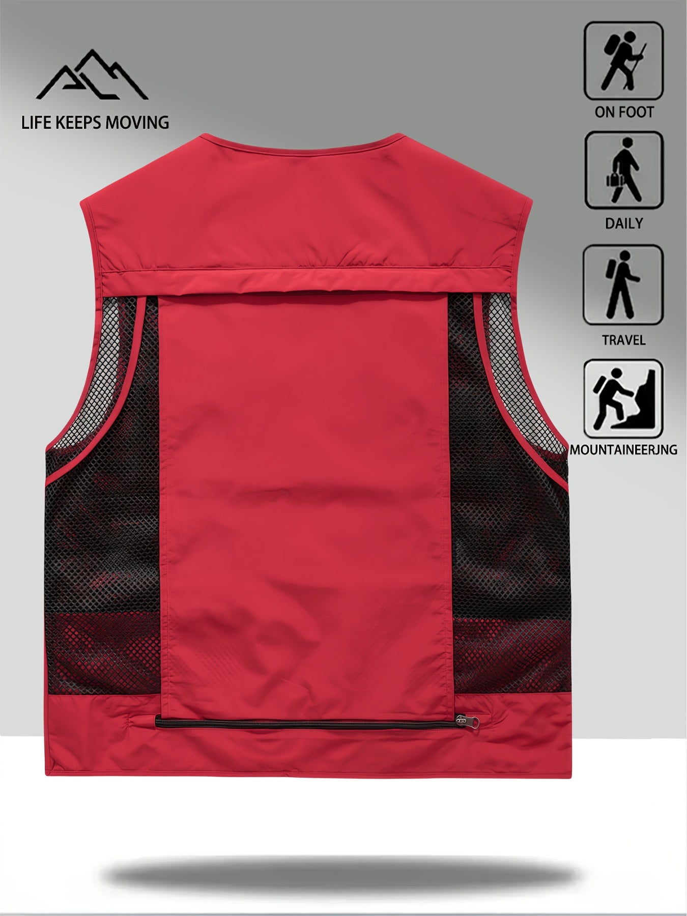 Summer Men's Fashion Zipper V-Neck Vest, Unisex Multi-Pocket Workwear Fishing Vest, New Mesh Quick-Dry Men's Casual Outdoor Photography Vest, Breathable Outdoor Leisure Travel Jacket