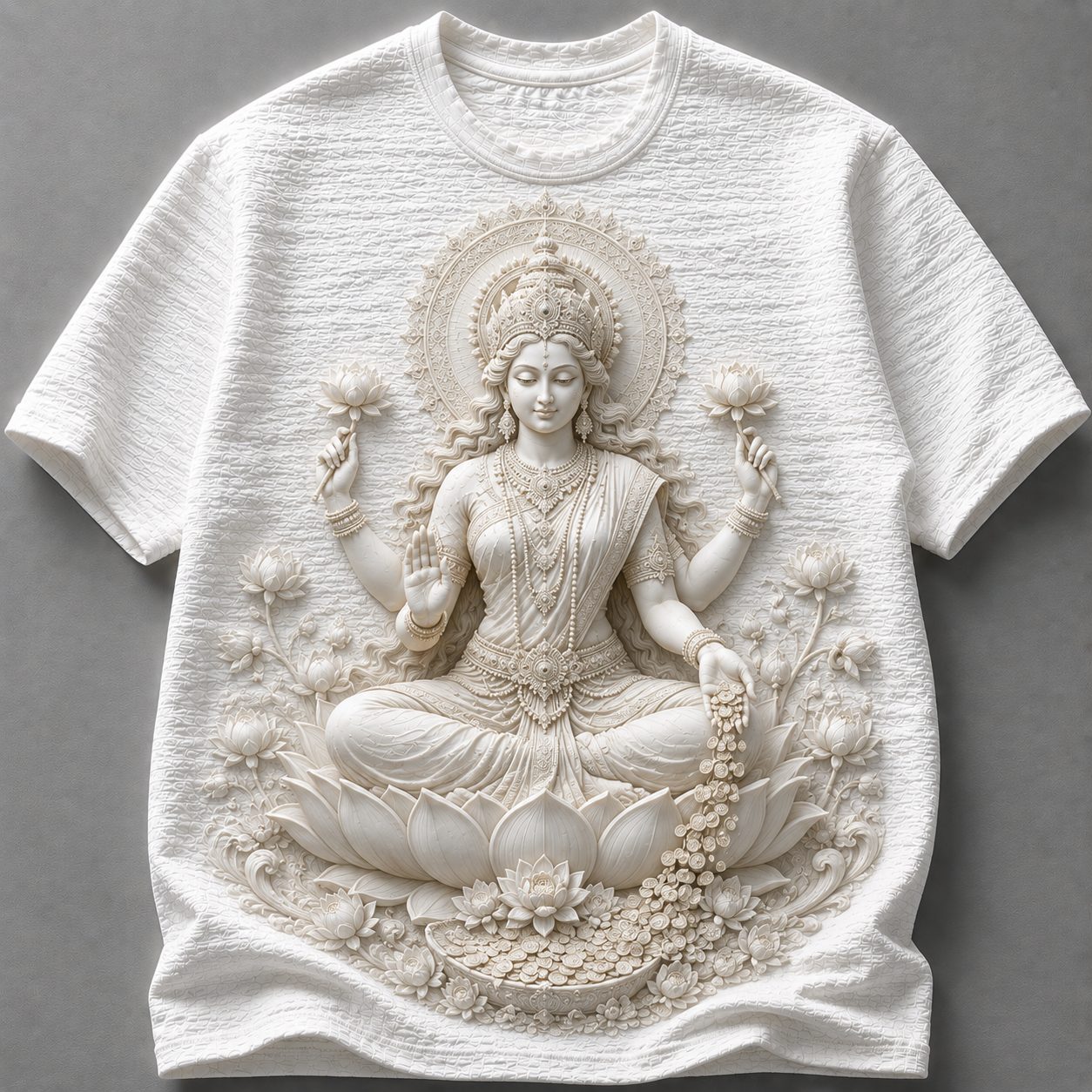 Goddess Saraswathi Devotional White T-Shirt Design