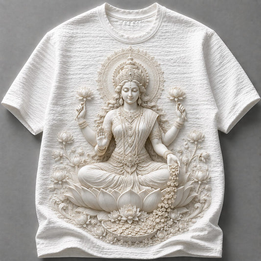 Goddess Saraswathi Devotional White T-Shirt Design