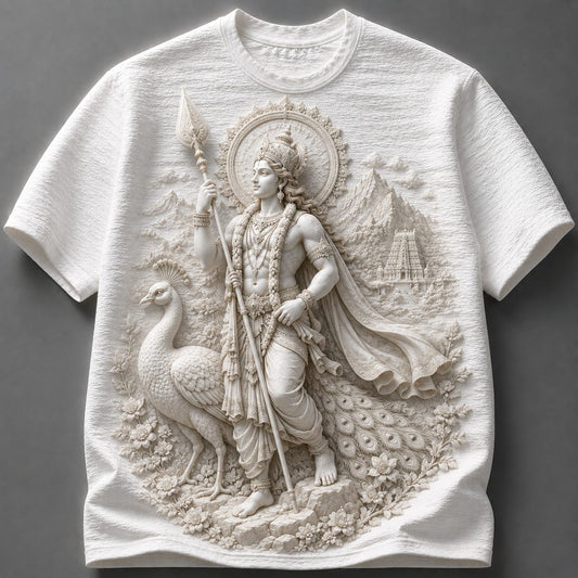 Powerful Tamil God Murugan White T-Shirt