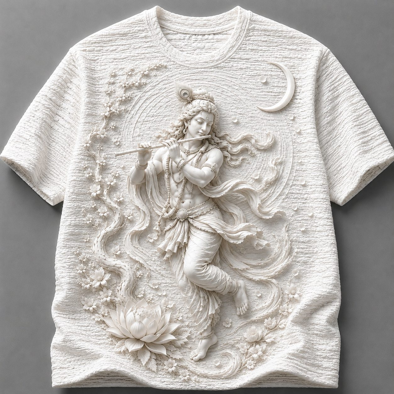 Krishna with Flute Spiritual Bhakti Aesthetic White T-Shirt