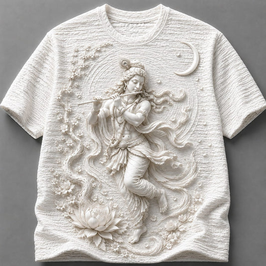 Krishna with Flute Spiritual Bhakti Aesthetic White T-Shirt