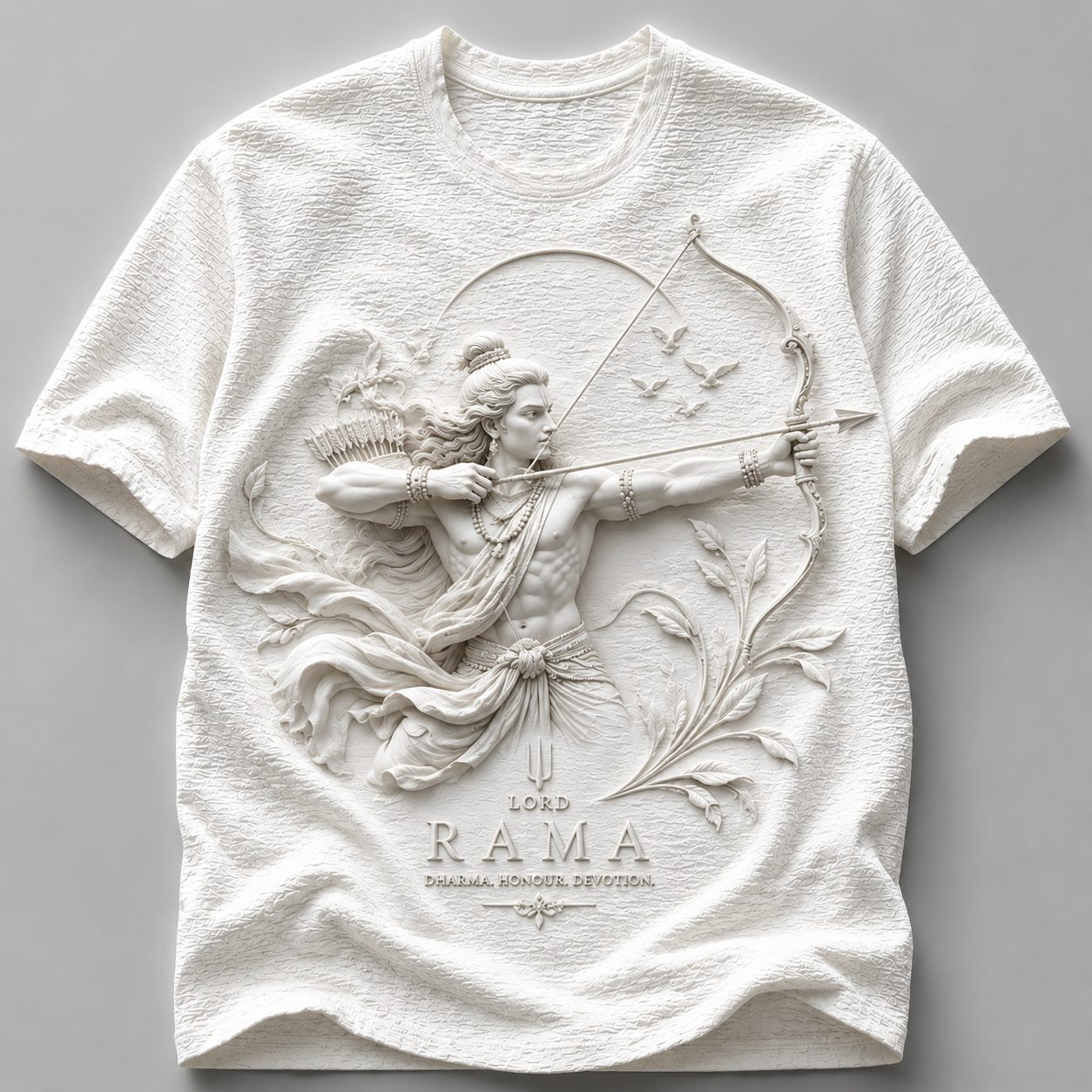 Divine Lord Rama Ayodhya Inspired White T-Shirt