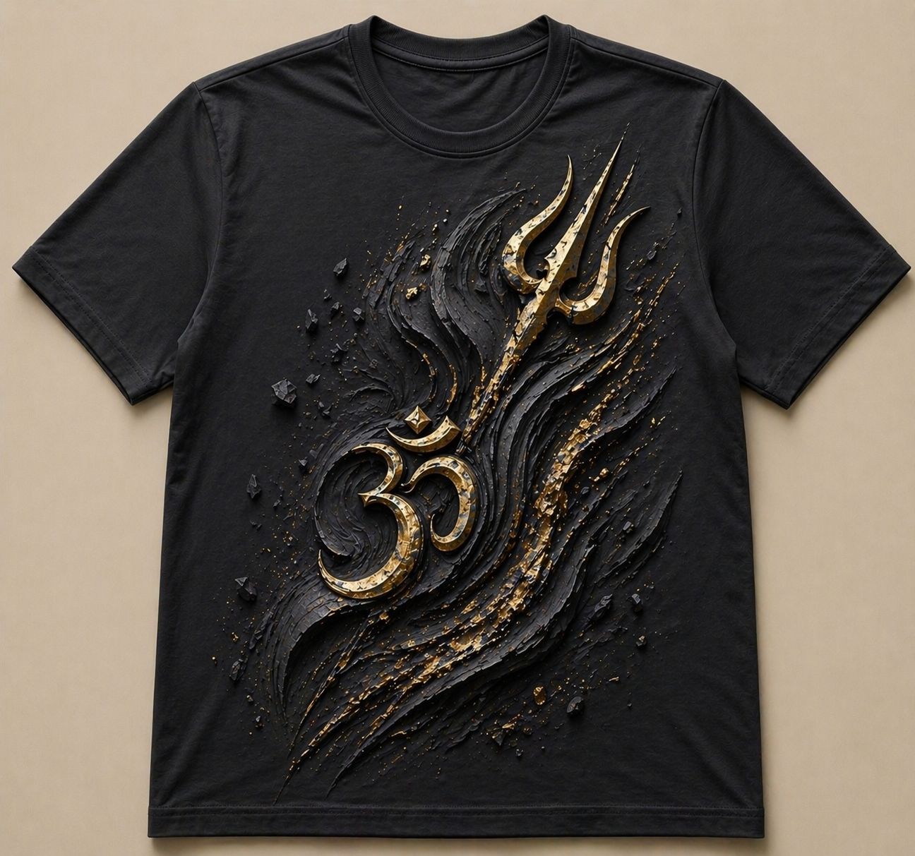 Lord Shiva Om Symbol Black T-Shirt