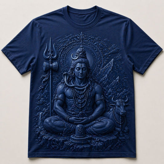 Lord Shiva Meditating Navy T-Shirt