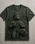 Lord Hanuman Divine Strength Olive Green T-Shirt