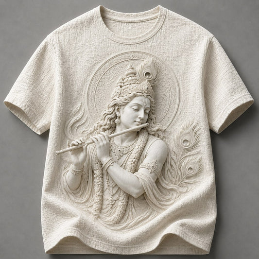 Lord Krishna Divine Flute Cream T-Shirt