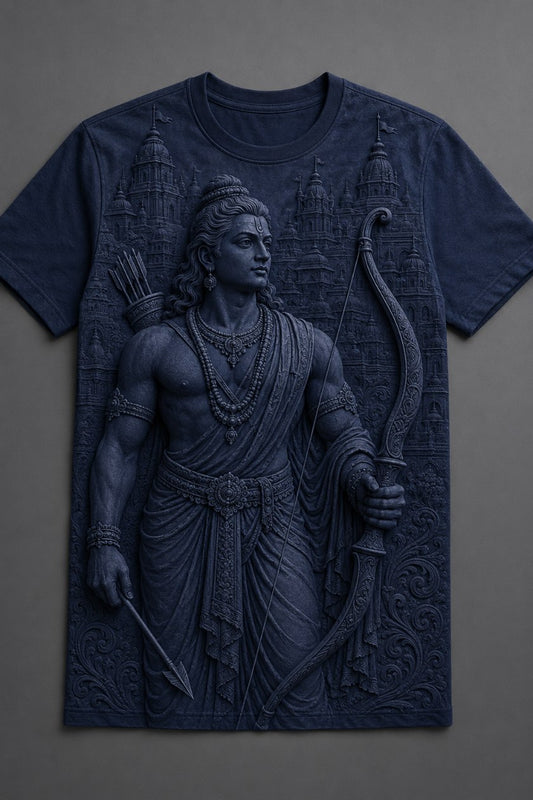 Lord Rama Divine Warrior Navy Blue T-Shirt