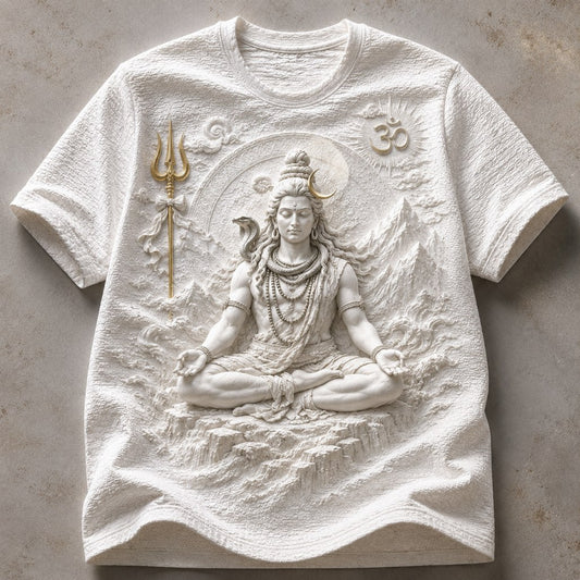 Lord Shiva Celestial Serenity White T-Shirt