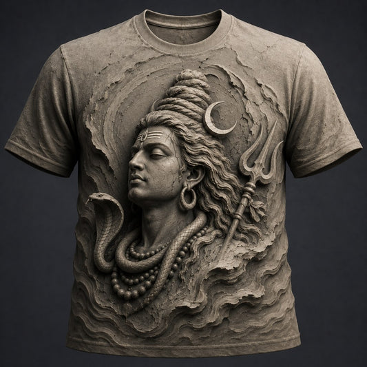 Lord Shiva Cosmic Presence Stone Grey T-Shirt