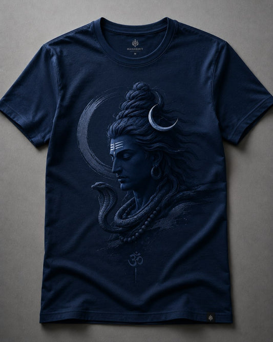 Lord Shiva Divine Tranquility Navy Blue T-Shirt