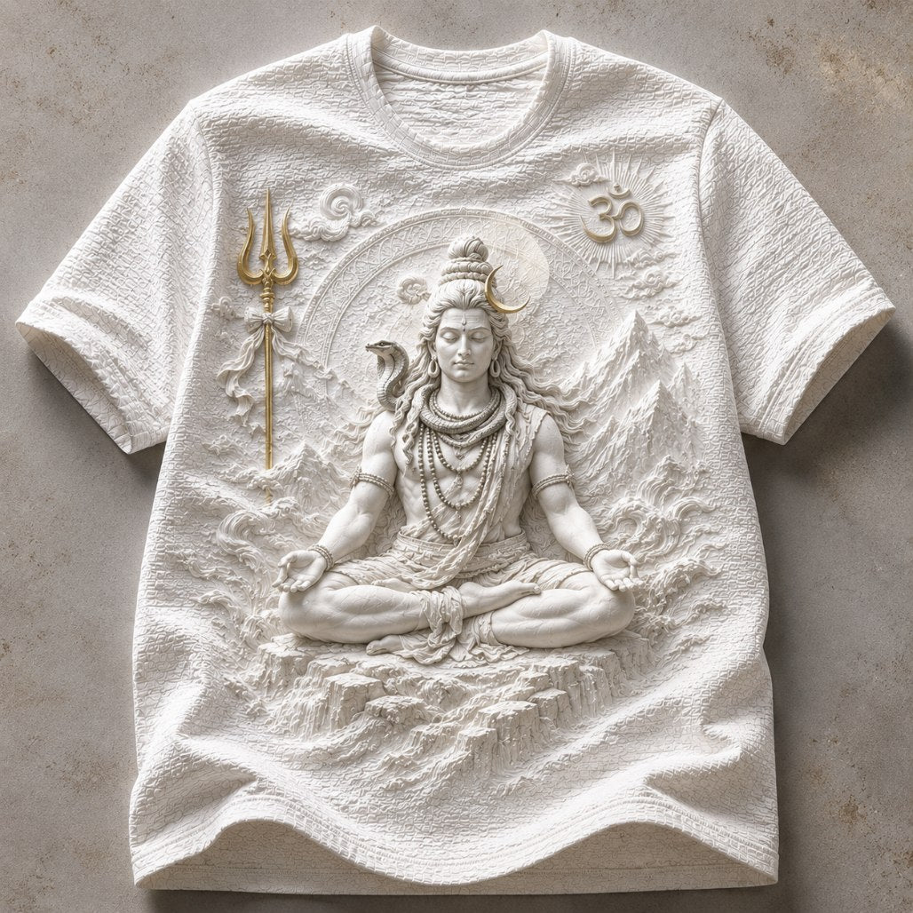 Lord Shiva Golden Aura White T-Shirt