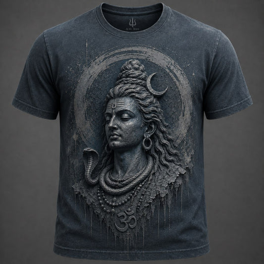 Lord Shiva Moonlit Aura Charcoal T-Shirt