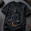 Lord Shiva Moonlit Meditation Black T-Shirt