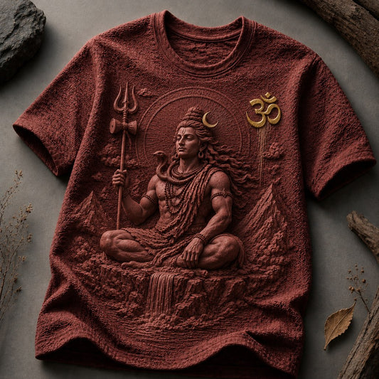Lord Shiva Sacred Meditation Maroon T-Shirt