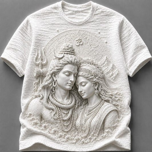 Lord Shiva and Goddess Parvati Divine Union White T-Shirt