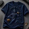 Lord Vishnu Celestial Lotus Navy Blue T-Shirt