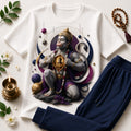 Lord Hanuman Power White T-Shirt with Navy Blue Trackpant Combo