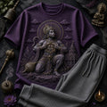 Lord Hanuman Powerful Black T-Shirt with Bottle Green Trackpant