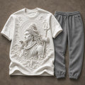 Lord Shiva Sacred Face White T-Shirt with Grey Trackpant Combo