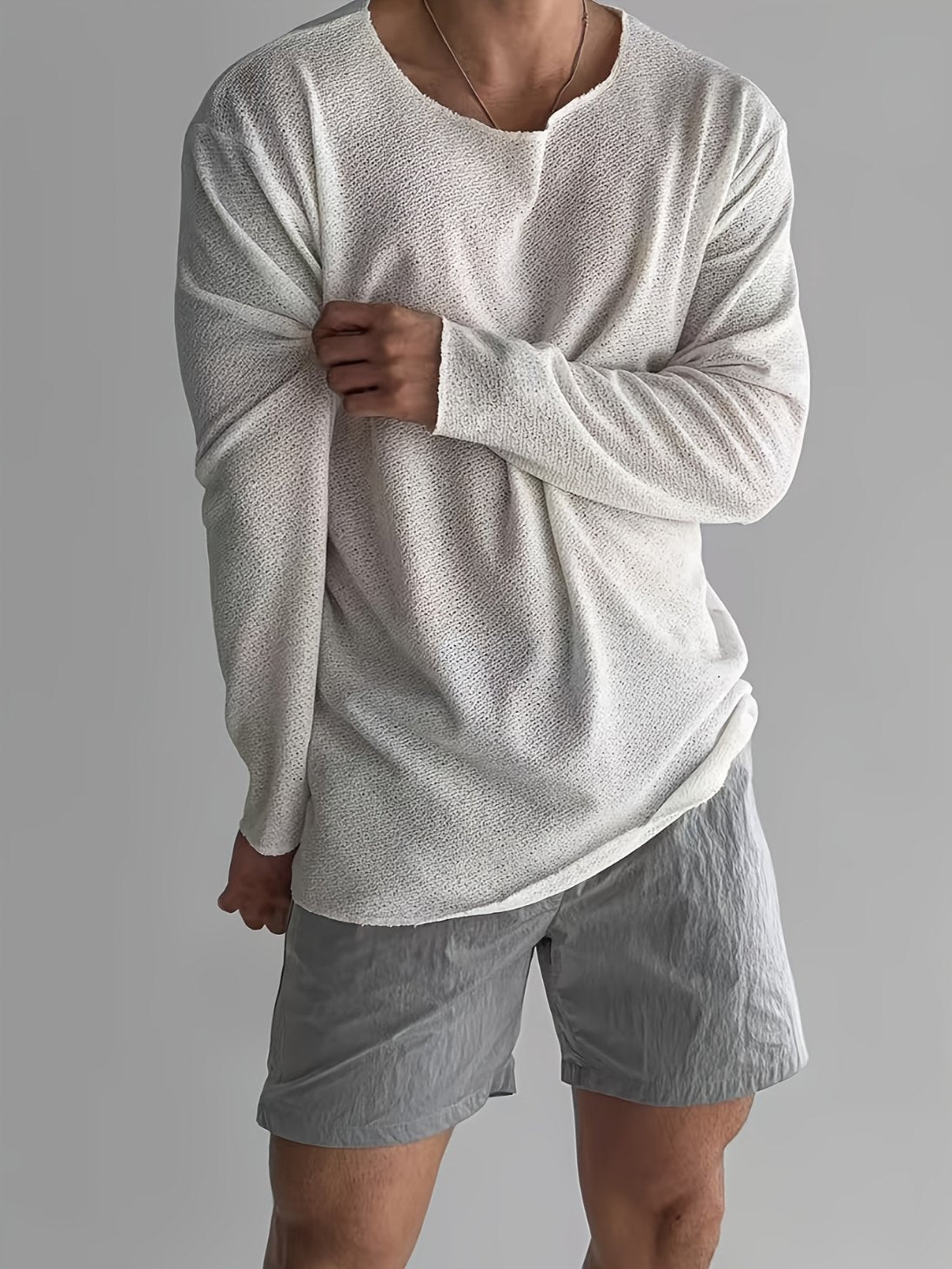 Breathable Simple Round Neck Long Sleeve Basic Base Layer T-Shirt