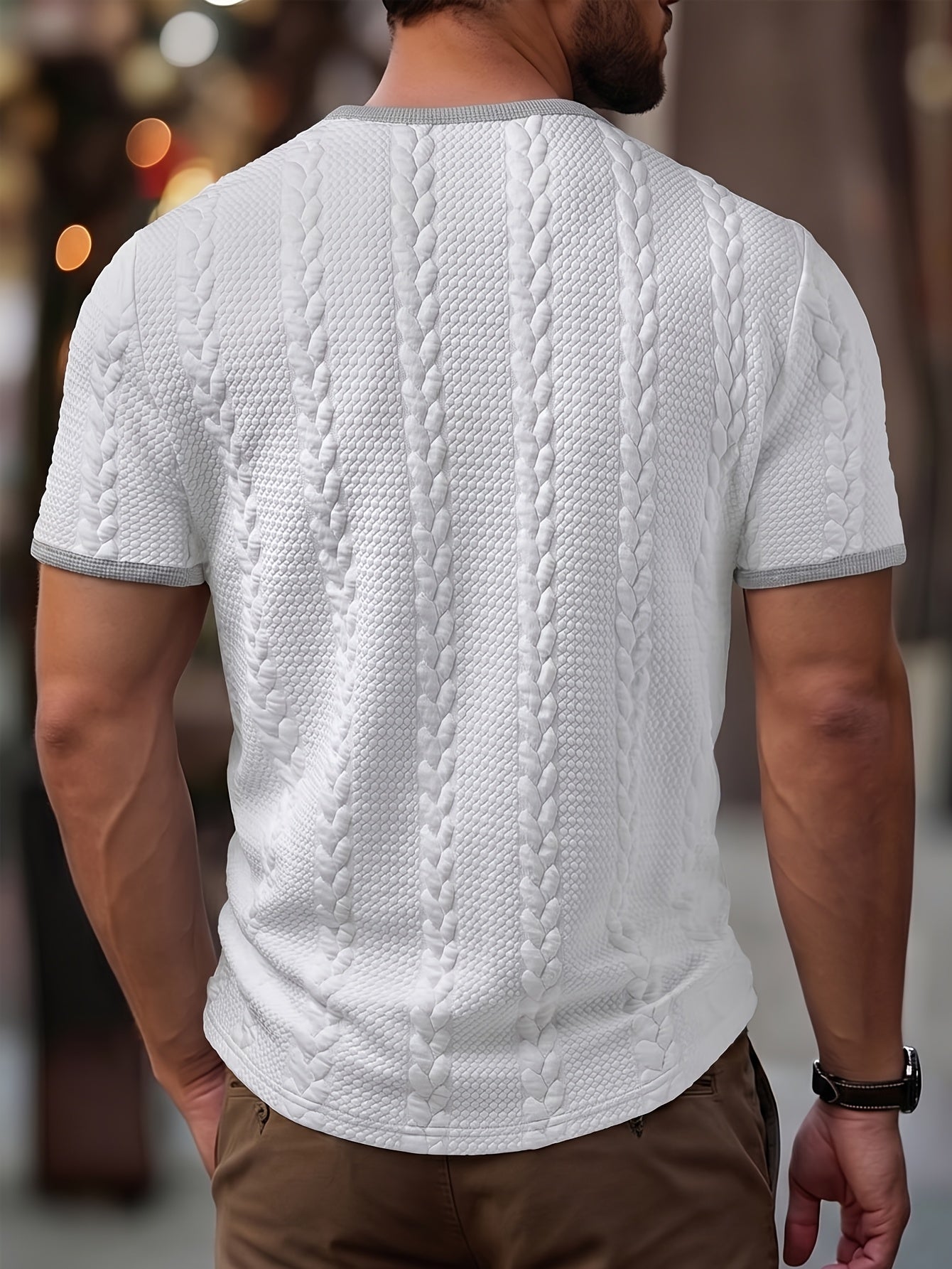 Men's Henley Summer Color-Block Henley Shirt - Soft Casual, Perforated Drawstring Collar