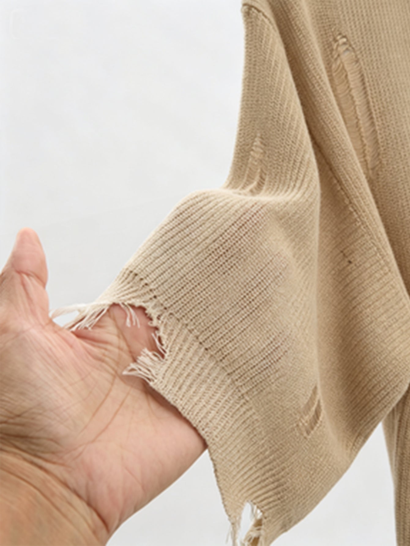 2026 New Lazy Style Ripped Knit Top Loose Hollowed-Out Raw Edge Short-Sleeved Summer Breathable Cardigan