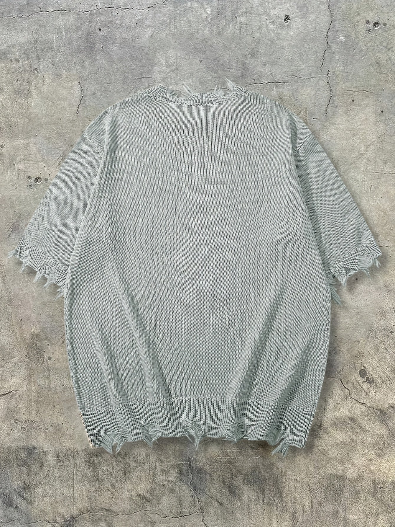 Men's Spring/Summer Minimalist Korean Style Ripped Fringe Breathable Loose Fit Knit Top