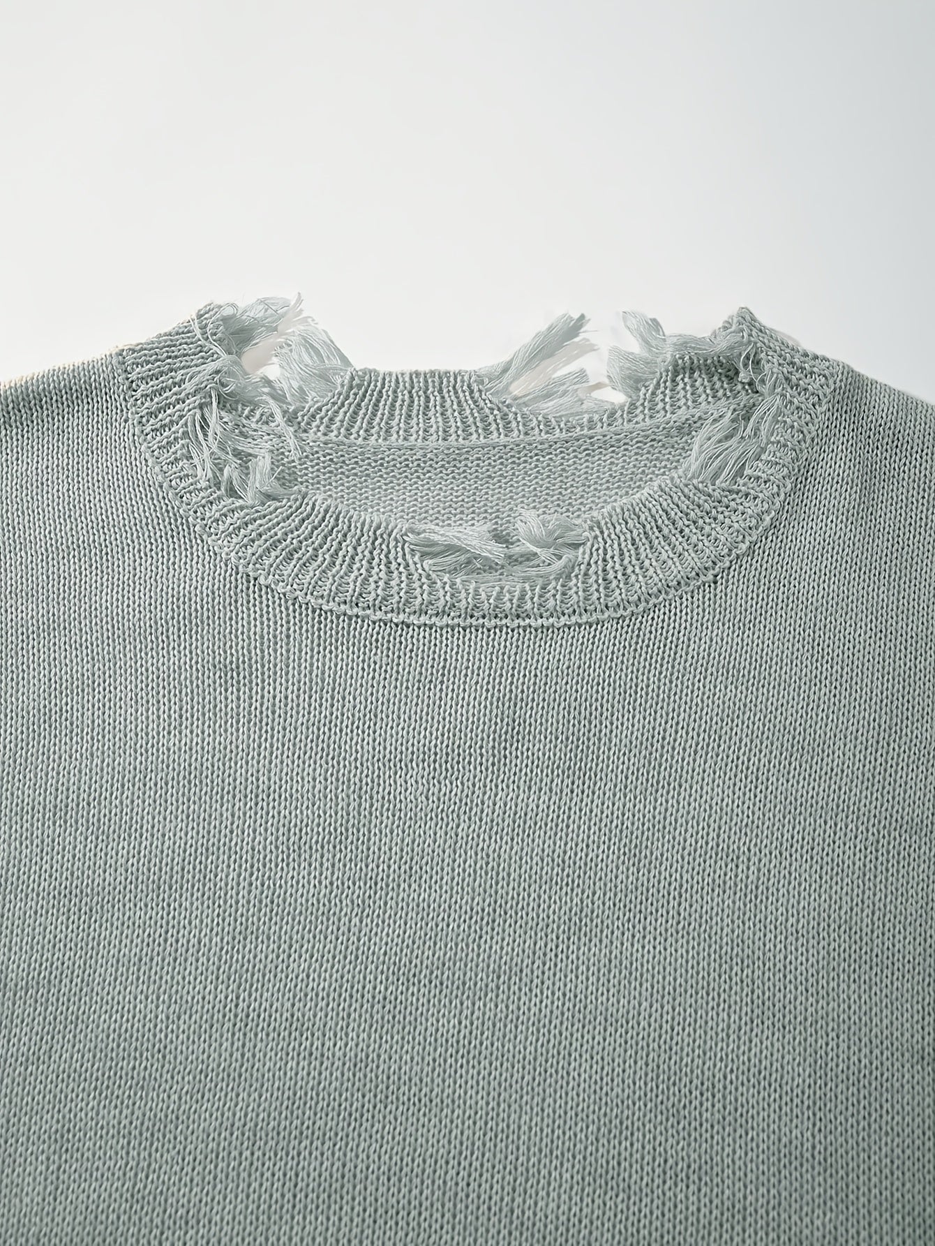 Men's Spring/Summer Minimalist Korean Style Ripped Fringe Breathable Loose Fit Knit Top