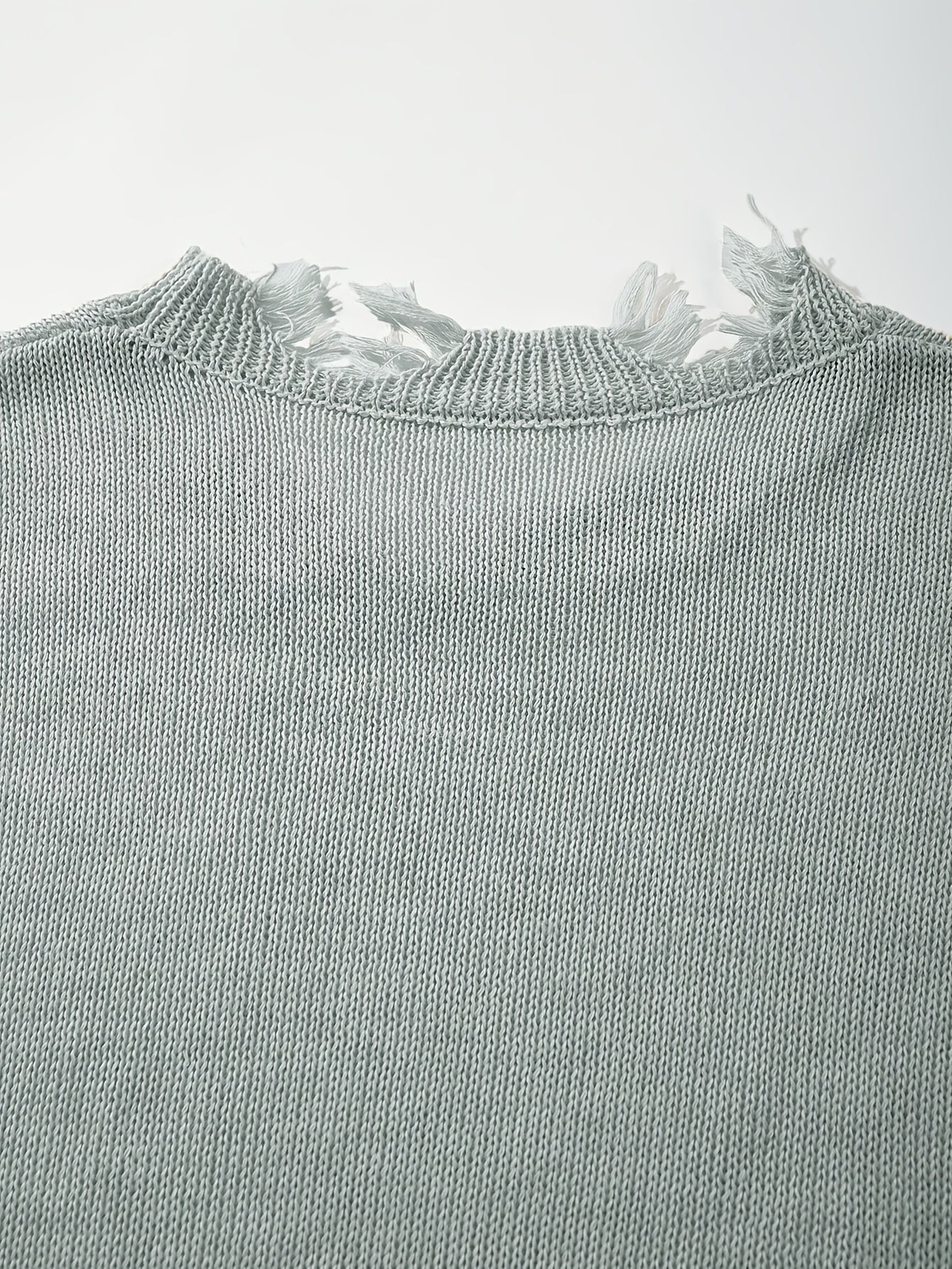 Men's Spring/Summer Minimalist Korean Style Ripped Fringe Breathable Loose Fit Knit Top
