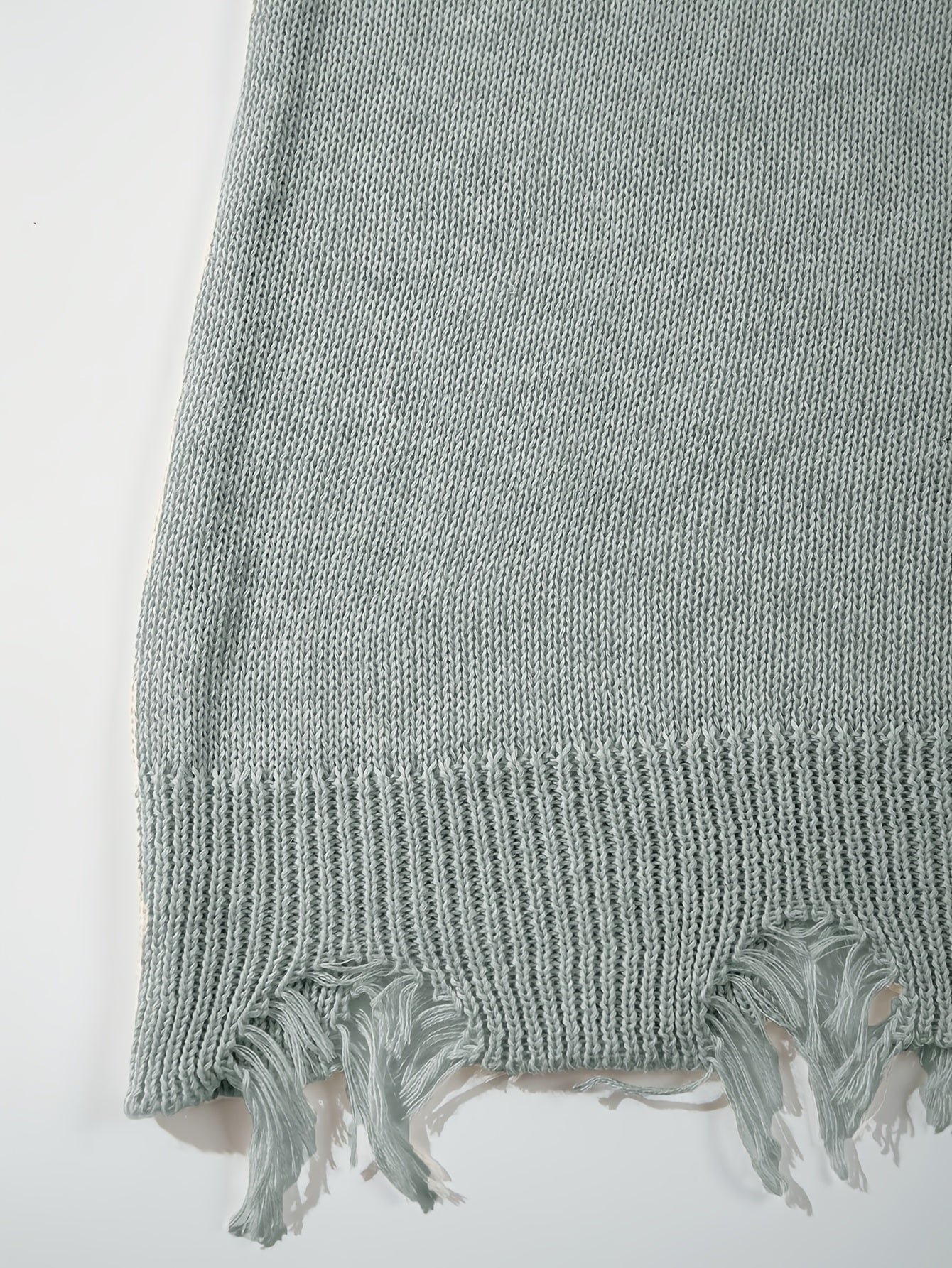 Men's Spring/Summer Minimalist Korean Style Ripped Fringe Breathable Loose Fit Knit Top