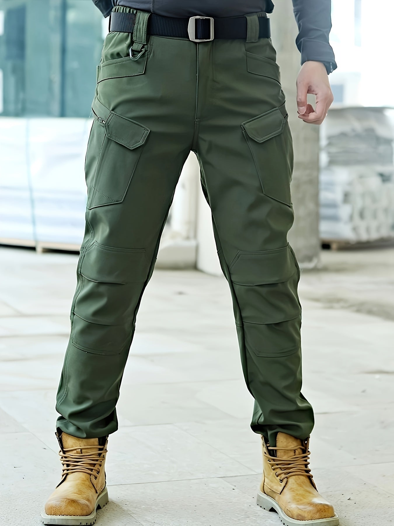 Outdoor Tactical Hiking and Mountaineering IX7 Pants for Men, Spring/Autumn, Multi-Pocket Zipper Lightweight Solid Color Cargo Pants, Scratch-Resistant, Wear-Resistant, Tear-Resistant Multi-Functional Training Pants, Suitable for Daily Wear
