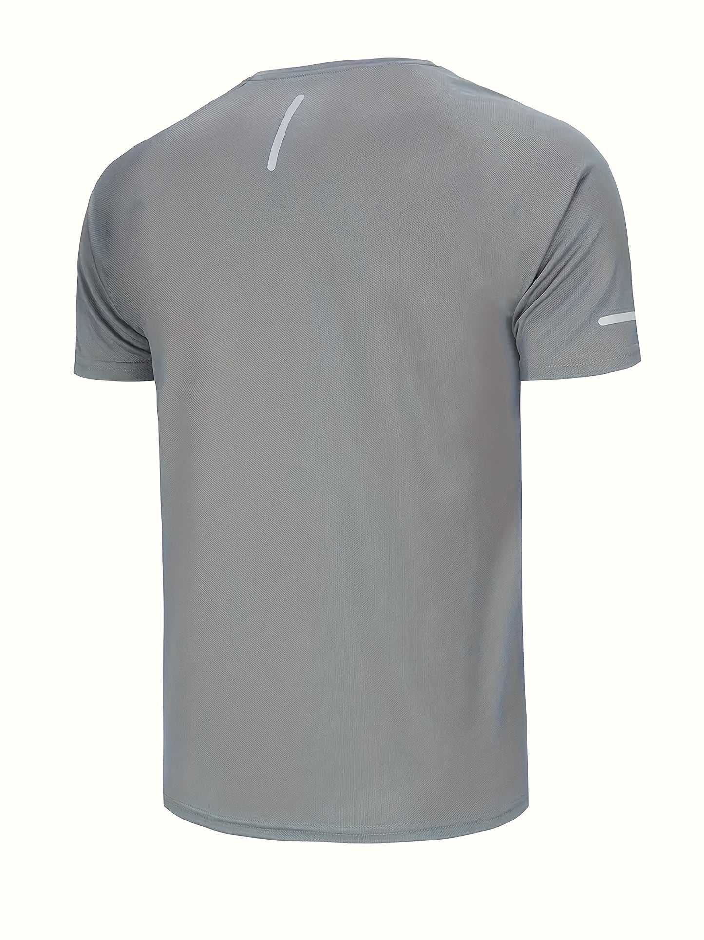5pcs Printed Men's Quick-Dry Sports T-Shirts with Reflective Strips, Breathable and Quick-Dry Short Sleeve Crew Neck T-Shirts, Moisture-Wicking Tops for Gym, Fitness, and Running